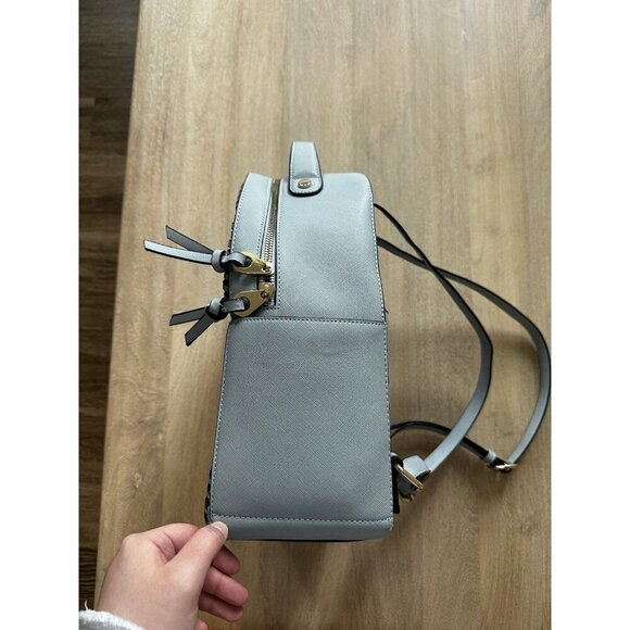 CALPAK Kaya Faux Leather Round Backpack in Blue - Picture 7 of 10